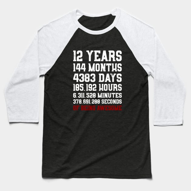 Kids 12 Years of being awesome Shirt 12th birthday Party Baseball T-Shirt by ELFEINHALB